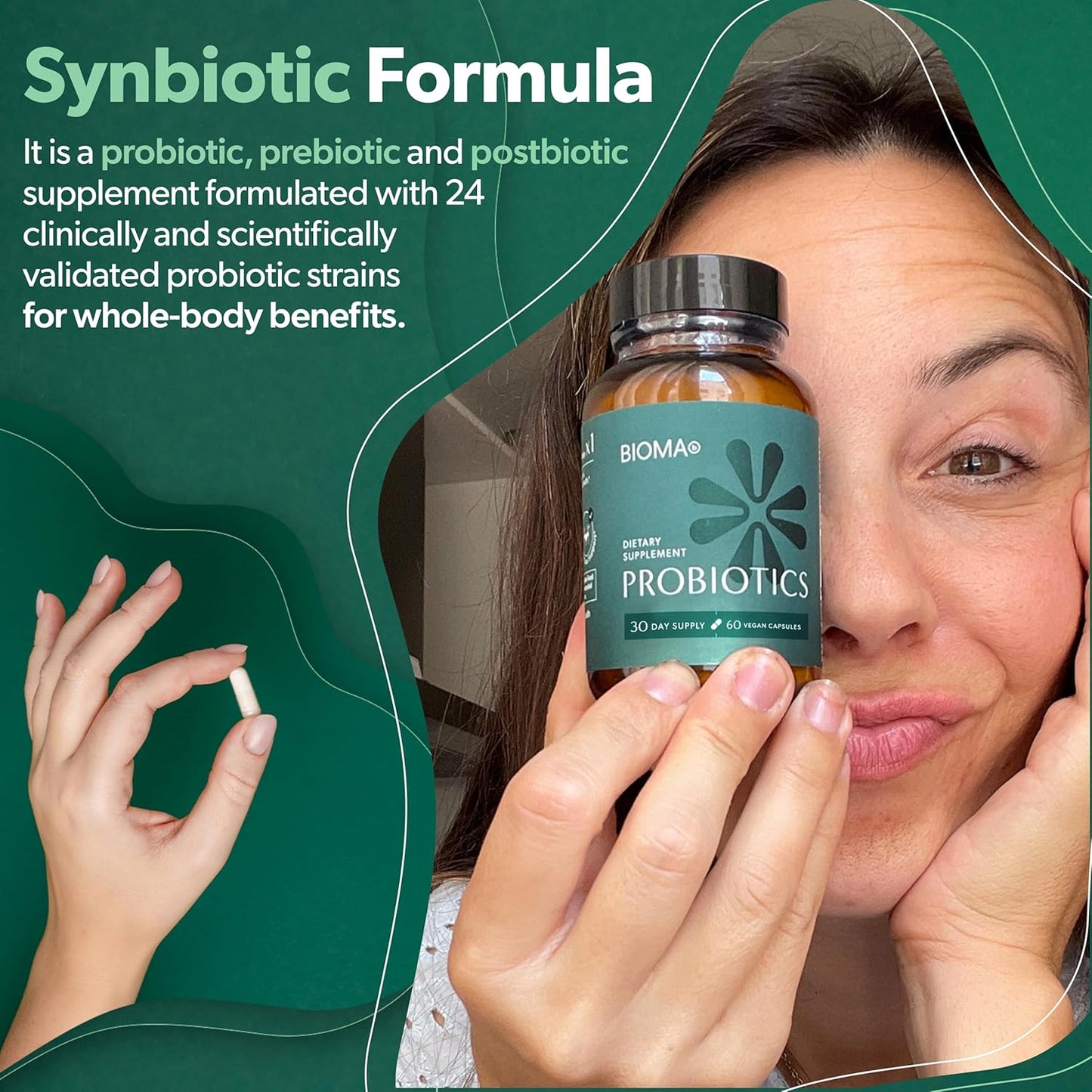 Probiotics - Digestive Health - Gut Support for Men & Women - 60 Capsules by BIOMA