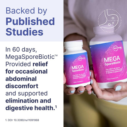 MegaSporeBiotic Spore-Based Probiotic for Women & Men | Shelf-Stable Digestive Support | Travel-Friendly | 60 Capsules