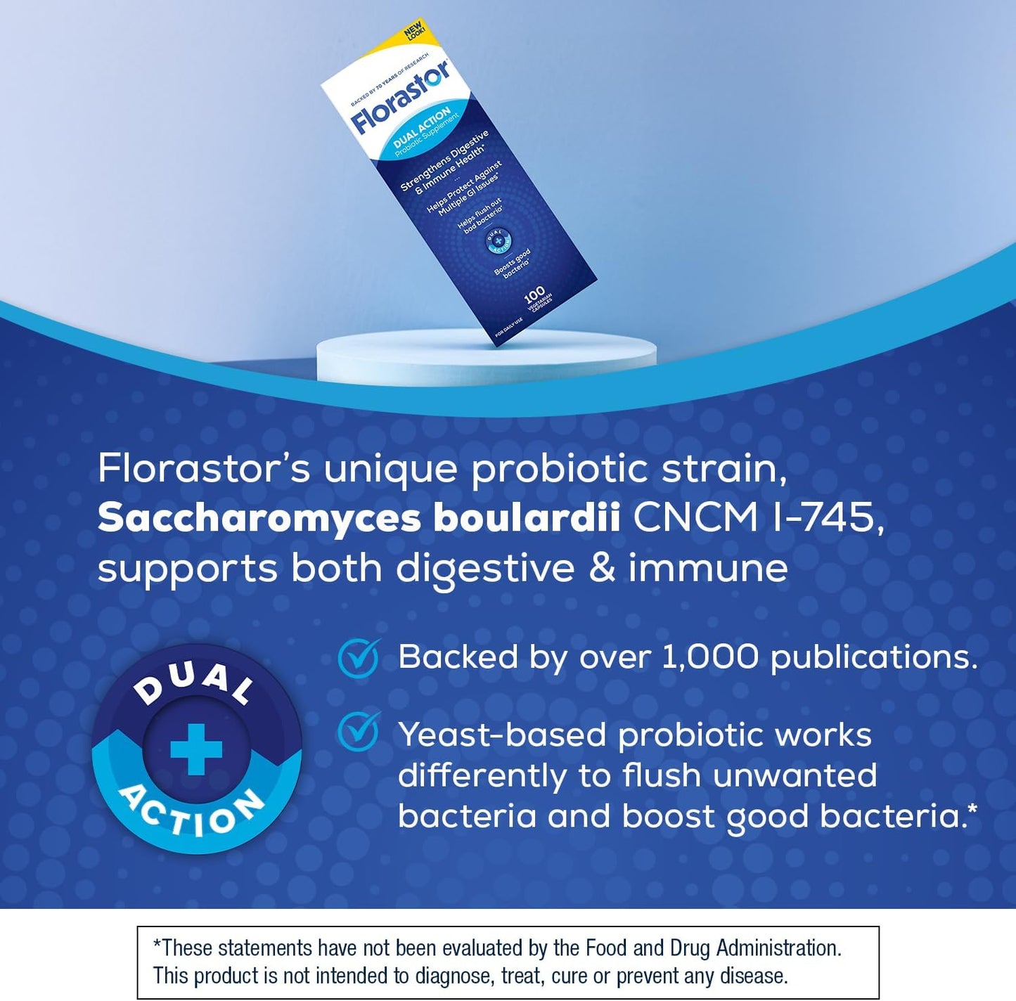 Daily Probiotic Supplement Digestive & Immune Health Support 100 Capsules by Florastor