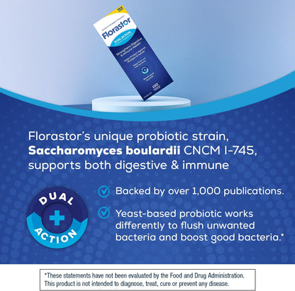 Daily Probiotic Supplement Digestive & Immune Health Support 100 Capsules by Florastor