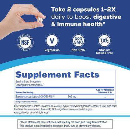 Daily Probiotic Supplement Digestive & Immune Health Support 100 Capsules by Florastor