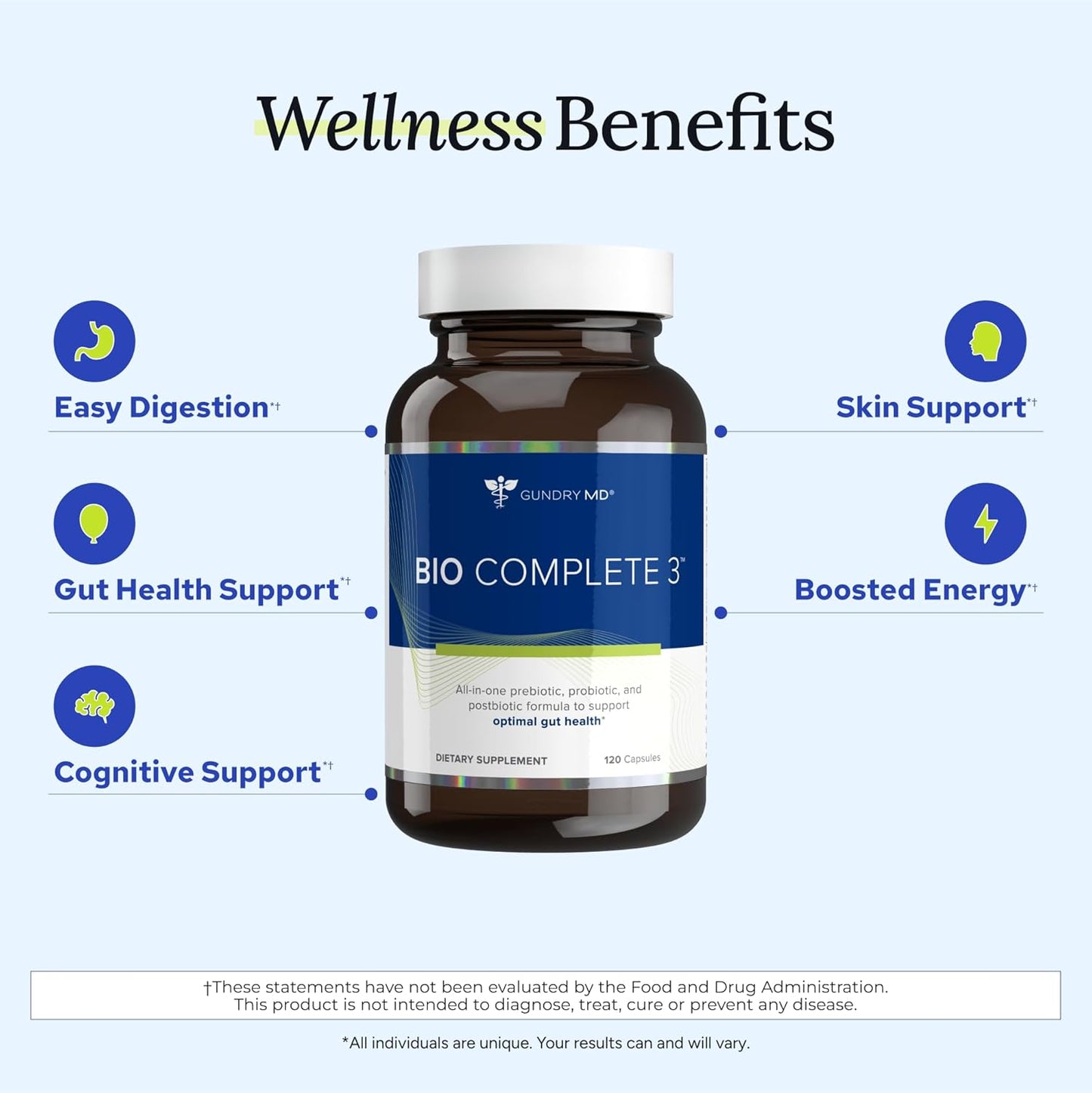 Bio Complete 3 for Optimal Gut Health Supplement 60 Capsules by Gundry MD