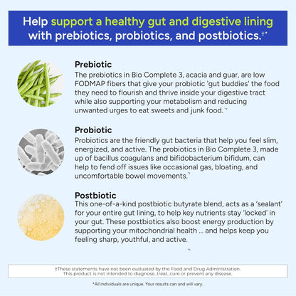 Bio Complete 3 for Optimal Gut Health Supplement 60 Capsules by Gundry MD