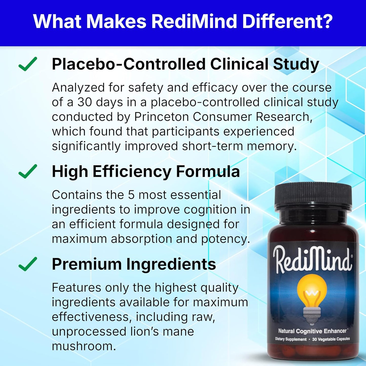 Natural Cognitive Support Supplement 2 Pack of 30 Count by Redimind