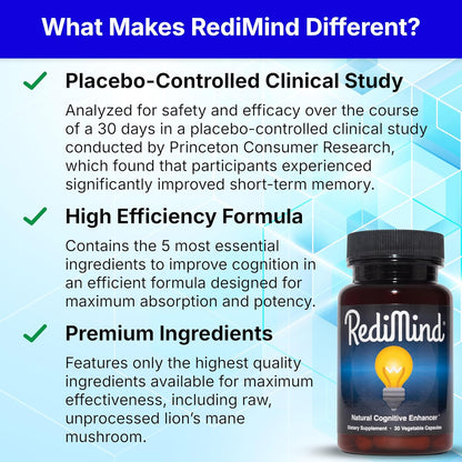 Natural Cognitive Support Supplement 2 Pack of 30 Count by Redimind