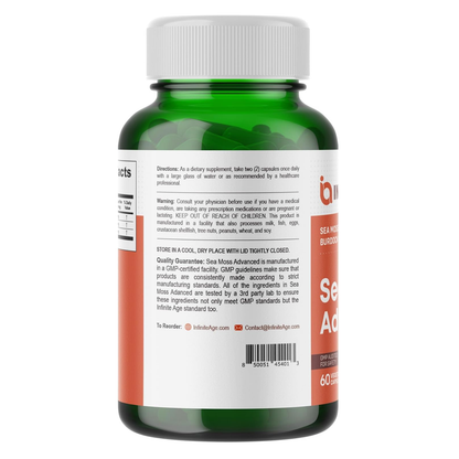 Sea Moss Advanced Superfood 1250 mg 60 Capsules 2 Pack by INFINITE AGE