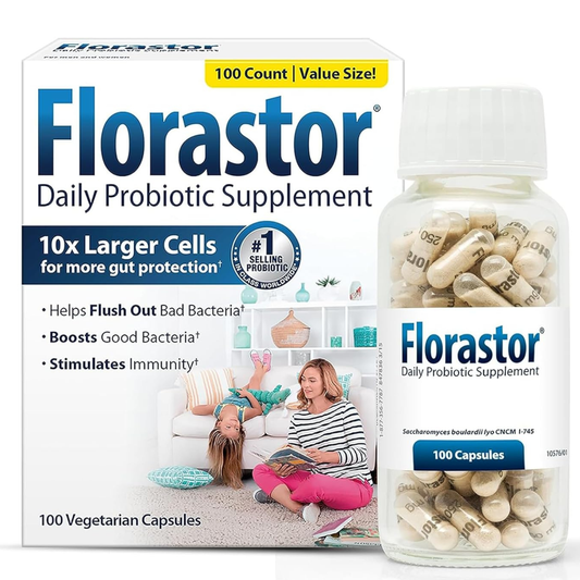 Daily Probiotic Supplement Digestive & Immune Health Support 100 Capsules by Florastor