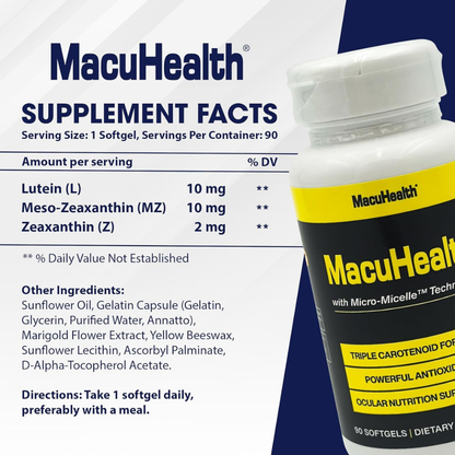 Triple Carotenoid Formula Advanced Eye Vitamin 2 Pack of 90 Softgels (3-Month Supply) by MacuHealth